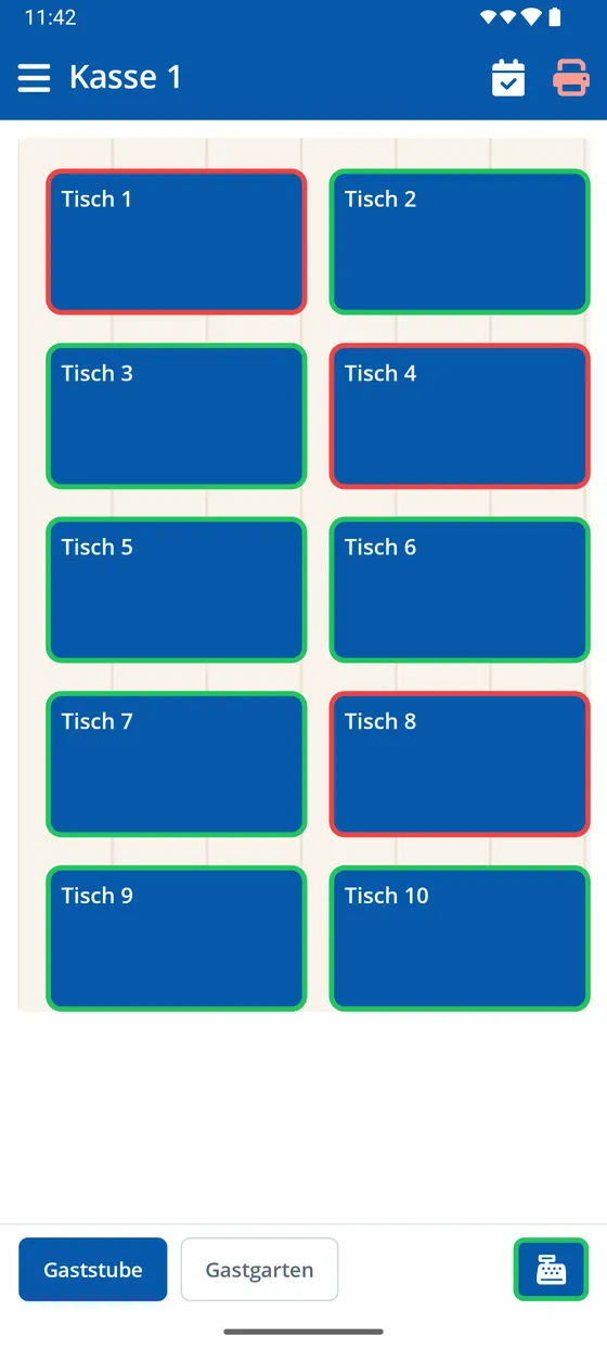 Tischplan in der Orderlyze App am Smartphone