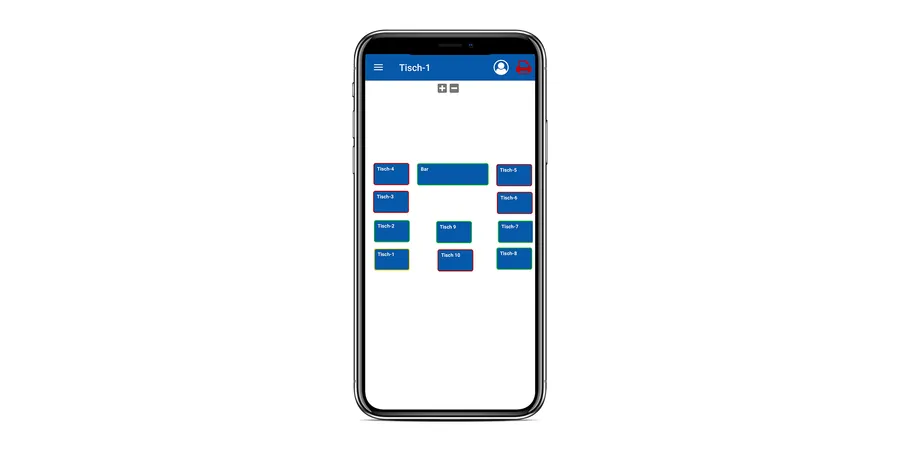 Tischübersicht der Orderlyze App am Smartphone