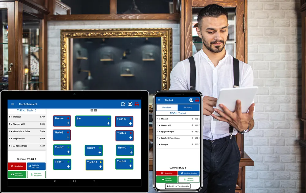 Friseur arbeitet mit der Orderlyze App
