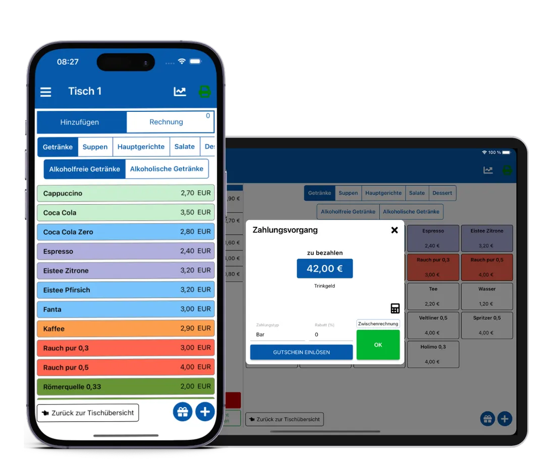 Orderlyze Kassen-App auf Smartphone und Tablet