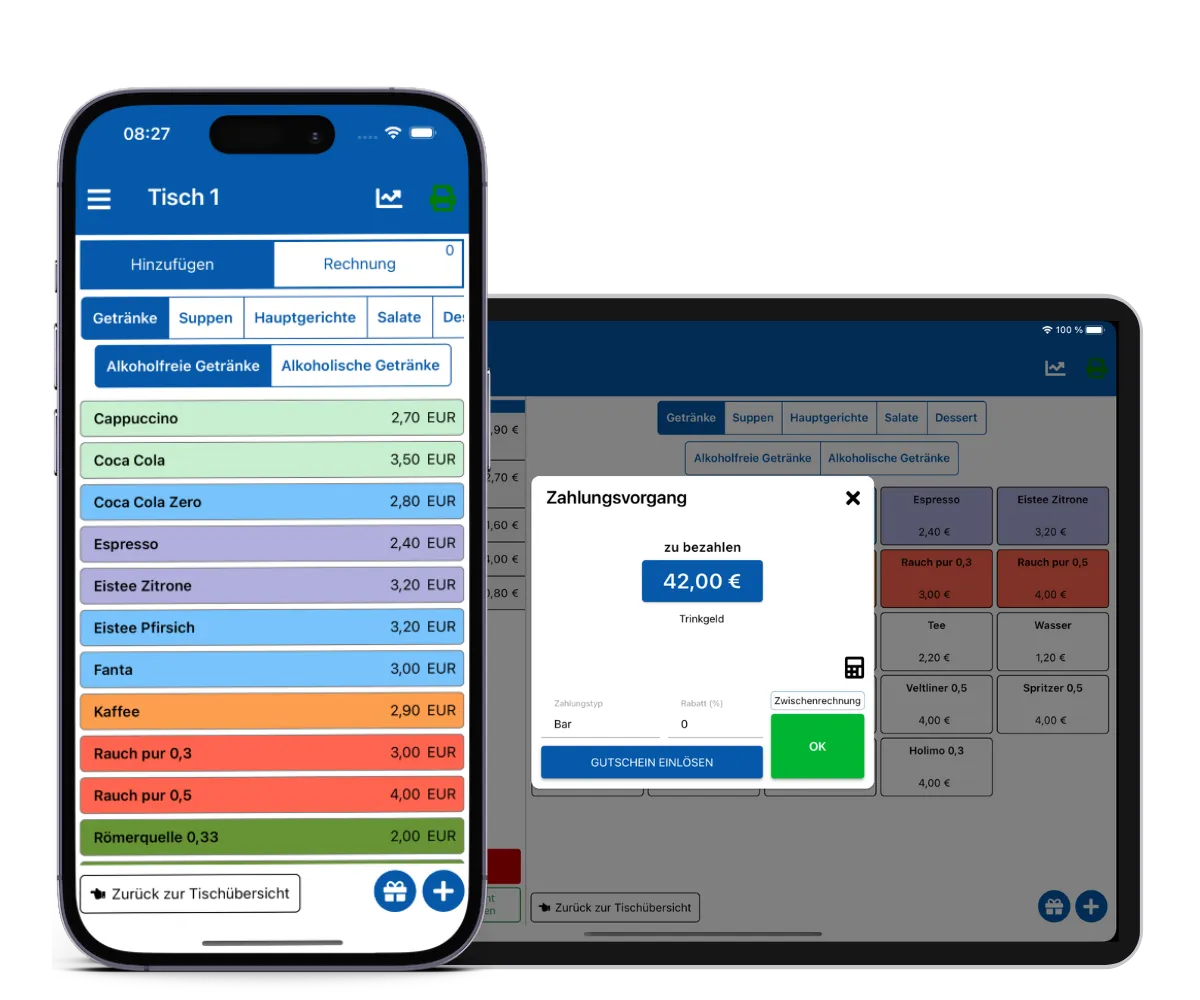 Orderlyze Kassensystem App auf Smartphone und Tablet