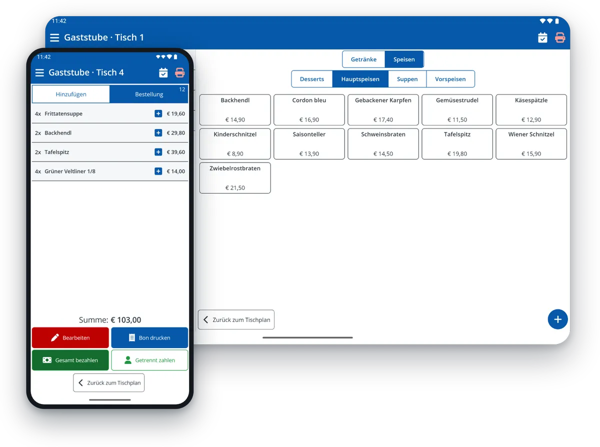 Orderlyze Kassensystem App auf Smartphone und Tablet
