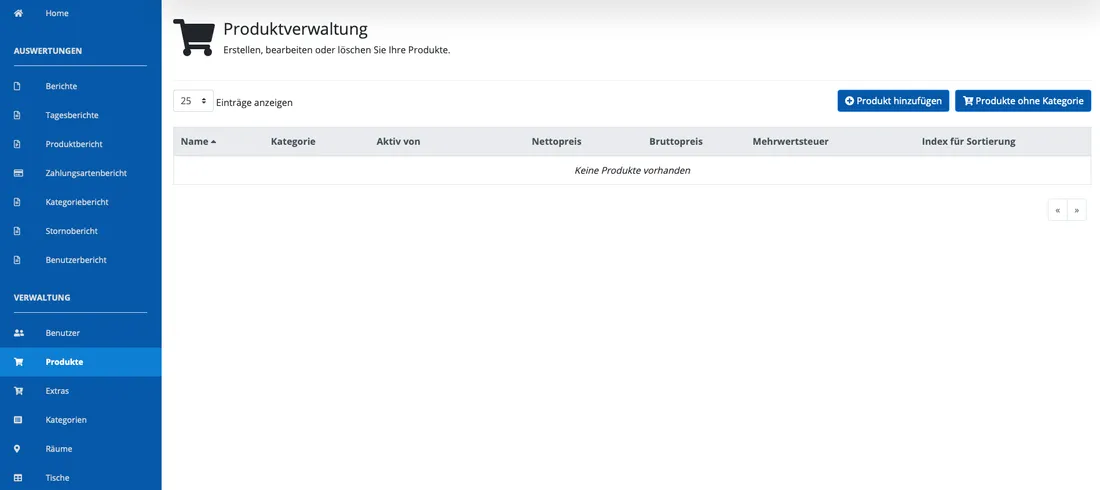 Artikelverwaltung in der Orderlyze-Verwaltung